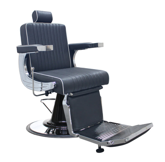 Antonio Stylish Classic Pin Stripe Black with White Feature Barber / Lash & Brow Chair