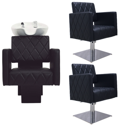 Kylie Hairdressing Wash Unit & 2x Chairs Package Set